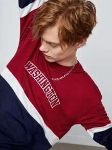 Manfinity Men Letter Embroidery Colourblock Sweatshirt - Multicolor - View 6