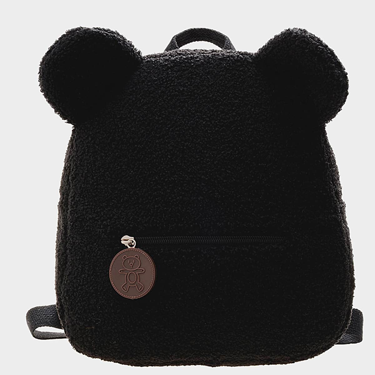 

Cartoon Bear Design Backpack, Black