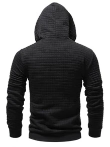 Manfinity 男士袋鼠口袋抽繩連帽衫 - 黑色 - 查看 2