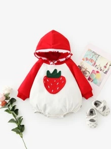 Peninsula Baby 女嬰草莓貼布連帽連身背心