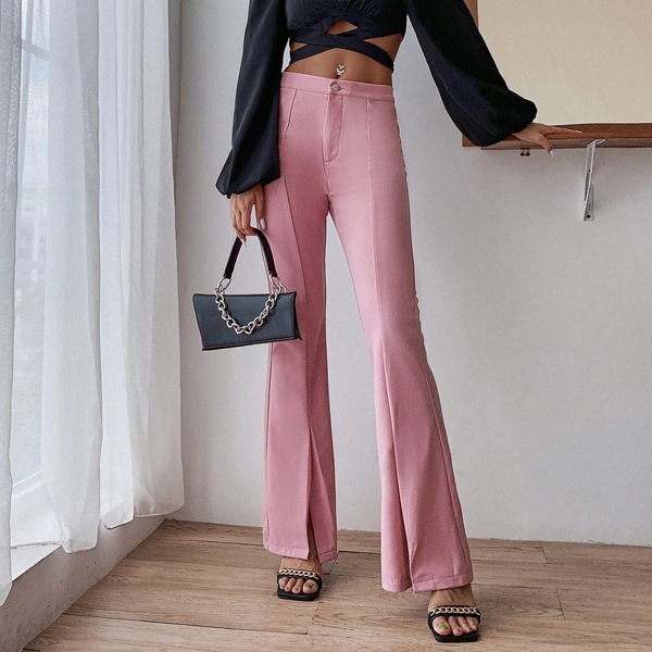 

Split Hem Flare Leg Pants, Dusty pink