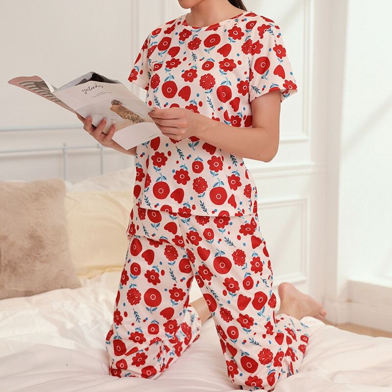 

Floral Print Tee & Pants PJ Set, Multicolor