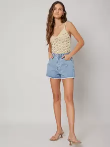 SHEIN VCAY Body acrílico de punto abierto - Beis - Ver 3