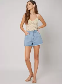 SHEIN VCAY Body acrílico de punto abierto - Beis - Ver 6