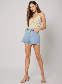 SHEIN VCAY Body acrílico de punto abierto - Beis - Ver 7