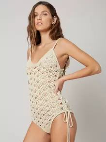 SHEIN VCAY Body acrílico de punto abierto - Beis - Ver 9