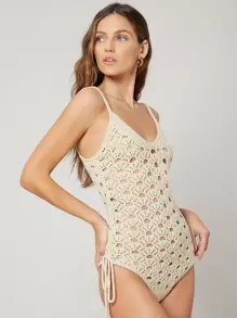 SHEIN VCAY Body acrílico de punto abierto - Beis - Ver 10