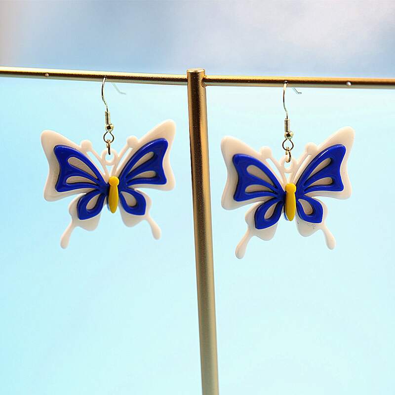 

Butterfly Design Charm Earrings, Royal blue