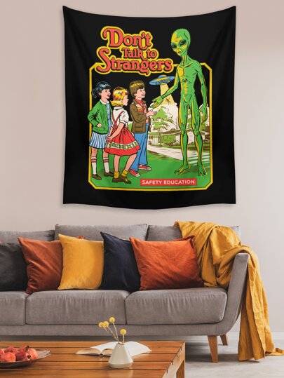 Stevenrhodes Tapiz con estampado de extraterrestre