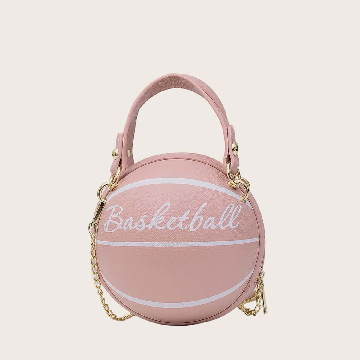 

Basketball Design Chain Strap Bag, Pink
