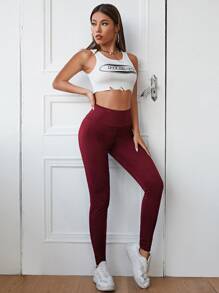 Muchica Legging Plain Olahraga - Burgundy - View 5