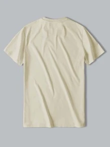 男士幾何和字母圖案T恤 - 杏色 - 查看 2