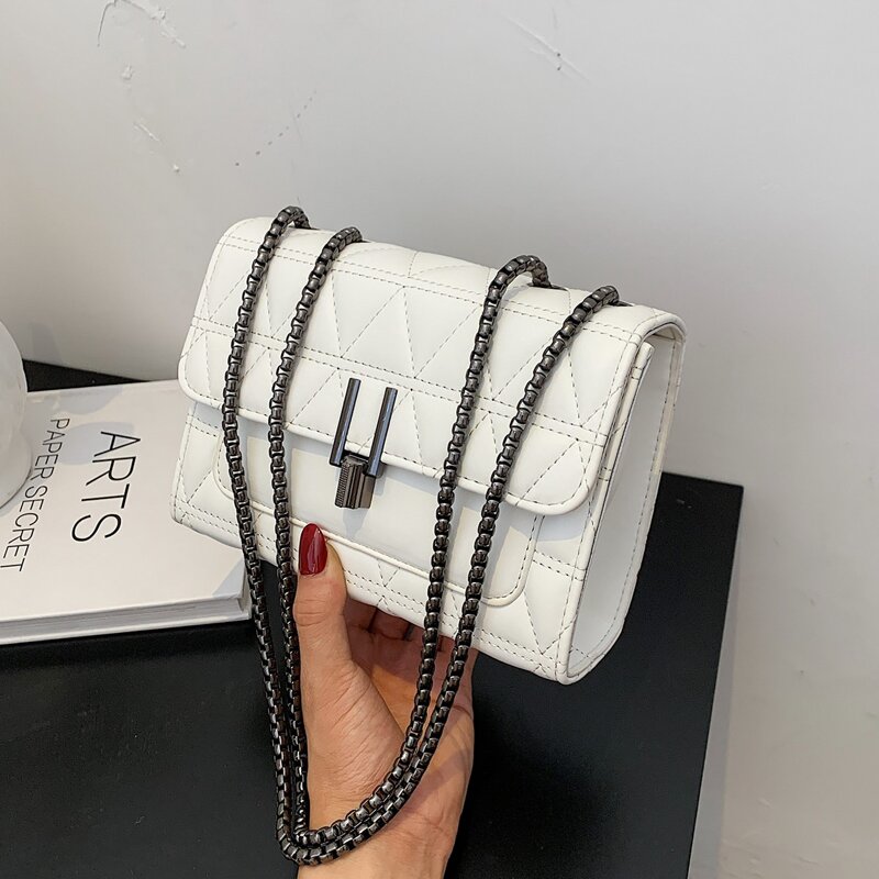 

Quilted Chain Shoulder Bag, White