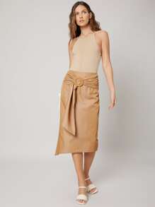 SHEIN Unity 粘膠纖維修身針織上衣 - 杏色 - 查看 8