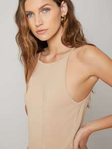 SHEIN Unity 粘膠纖維修身針織上衣 - 杏色 - 查看 10