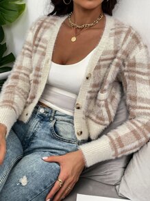 SHEIN Unity 女式格子休闲长袖开衫 - 彩色 - 查看 3