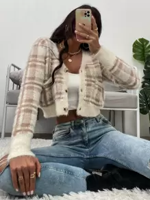 SHEIN Unity 女式格子休闲长袖开衫 - 彩色 - 查看 5