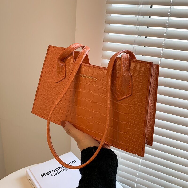 

Croc Embossed Shoulder Bag, Orange