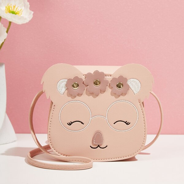 

Cartoon Design Flower Appliques Novelty Bag, Pink