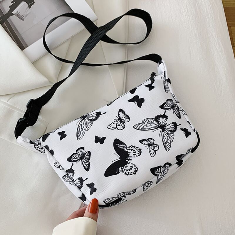 

Butterfly Print Shoulder Bag, Black and white