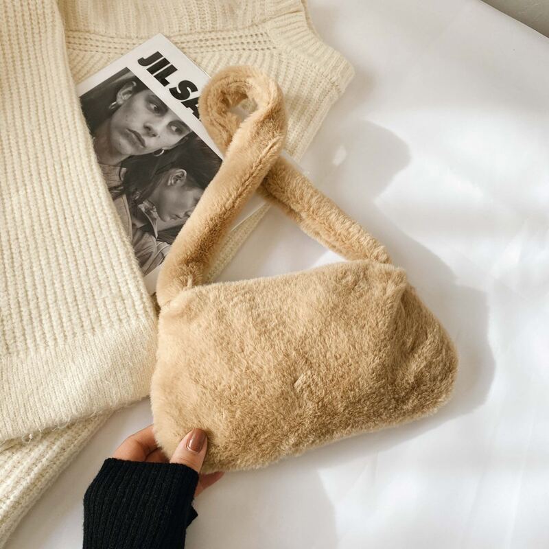 

Fluffy Shoulder Bag, Khaki