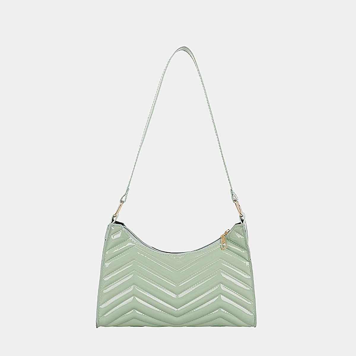 

Chevron Pattern Shoulder Bag, Green
