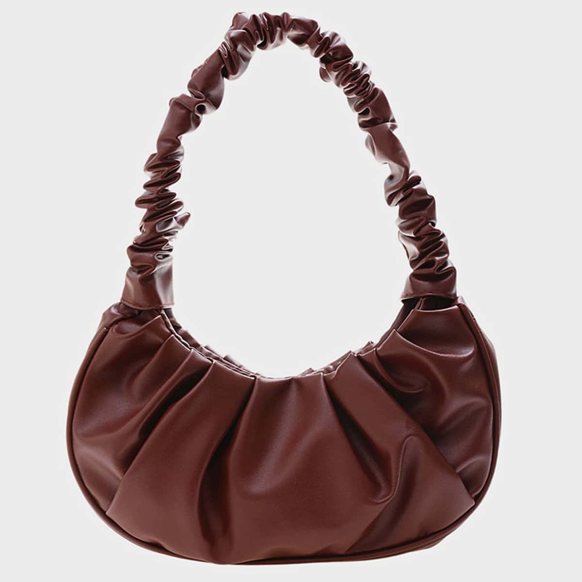 

Ruched Design Shoulder Bag, Coffee brown