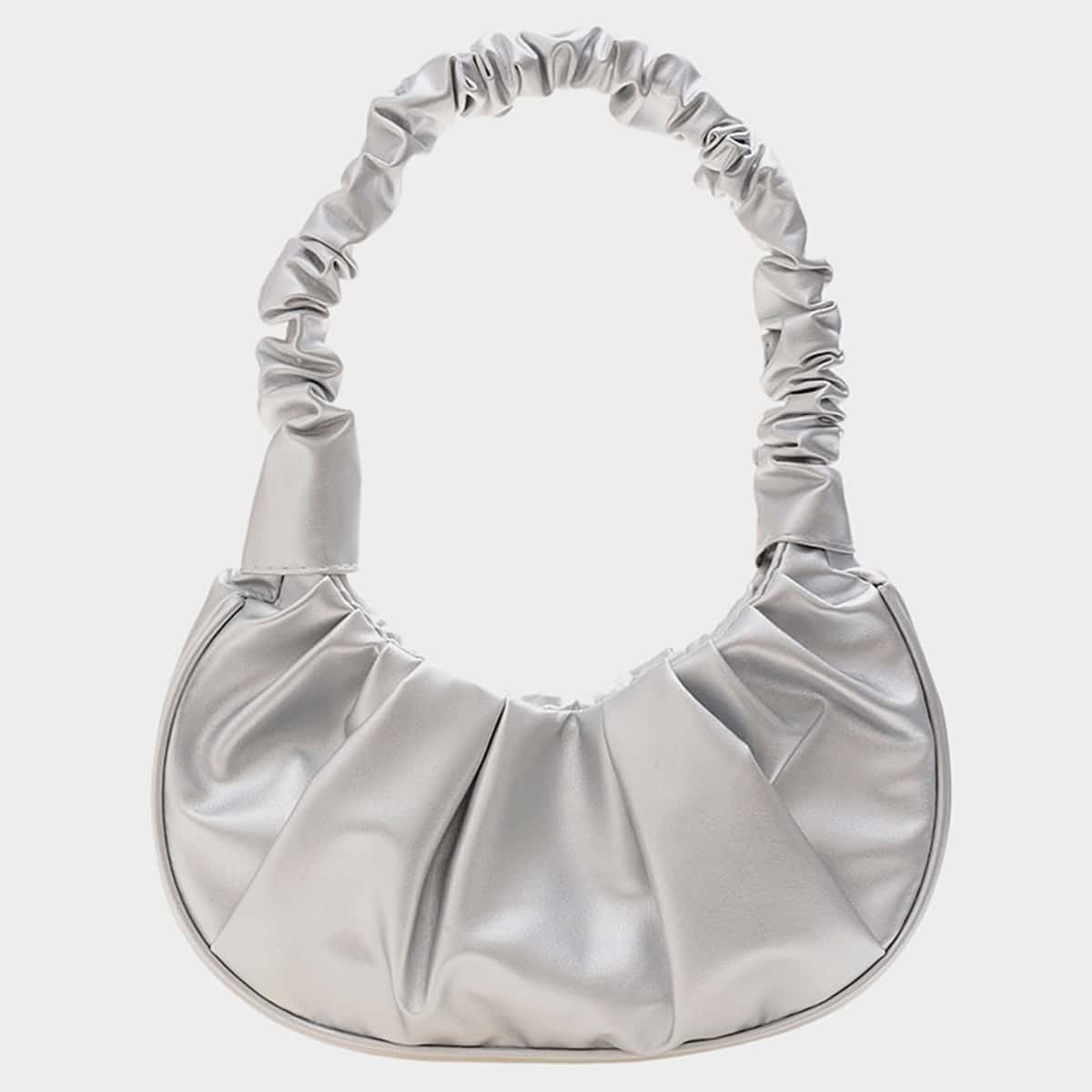 

Ruched Design Shoulder Bag, Silver