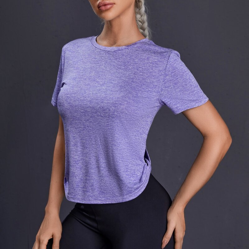 

Absorbs Sweat Breathable Softness Sports Tee, Lilac purple