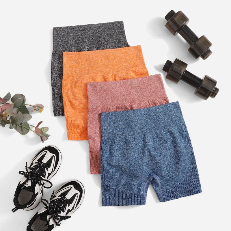 

4pcs Seamless Sports Shorts, Multicolor