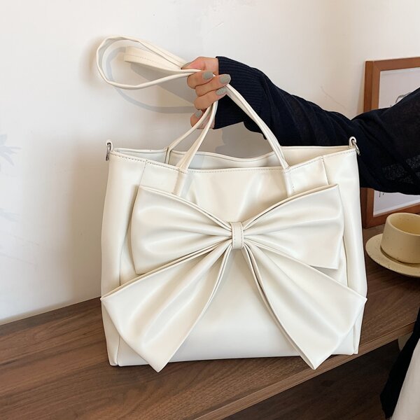 

Bow Decor Tote Bag, White