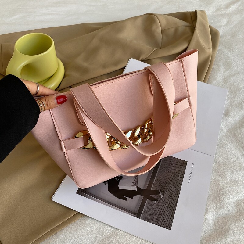 

Chain Decor Tote Bag, Pink