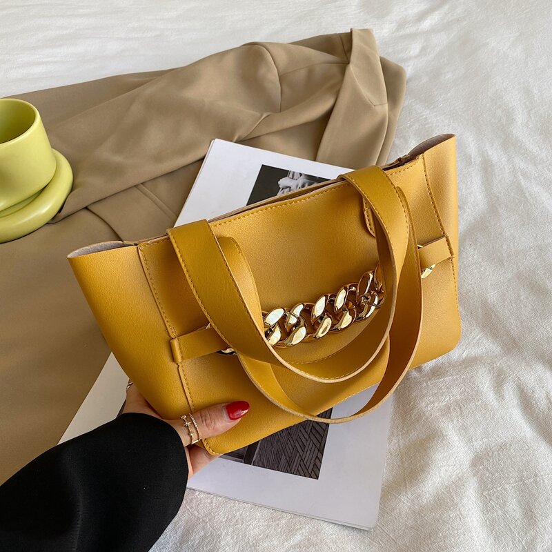 

Chain Decor Tote Bag, Yellow