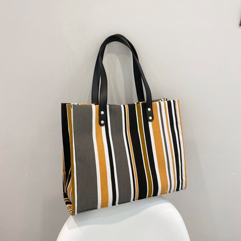 

Striped Pattern Tote Bag, Multicolor