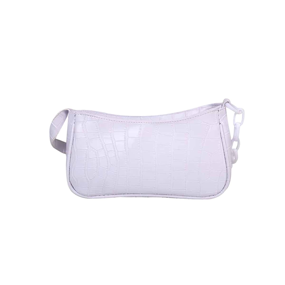 

Croc Embossed Baguette Bag, White