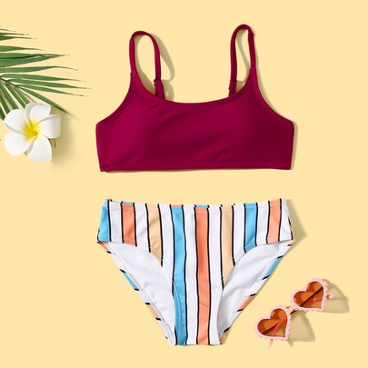 Girls Striped Bikini Swimsuit