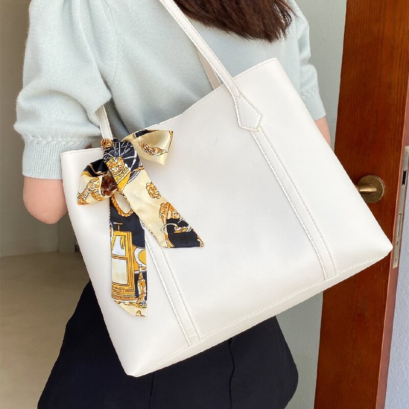 

Twilly Scarf Decor Tote Bag, White