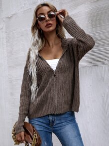 SHEIN LUNE 連帽前拉鏈開襟衫 - 摩卡棕 - 查看 6