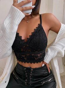 SHEIN Allurite Guipure Lace Crop Cami Top