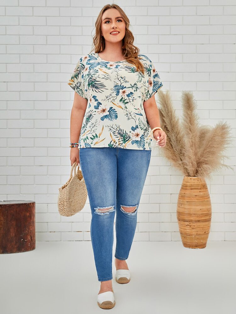 EMERY ROSE 大碼印花蝙蝠袖襯衫 - 彩色 - 查看 3