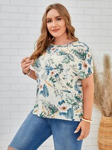 EMERY ROSE 大碼印花蝙蝠袖襯衫 - 彩色 - 查看 5