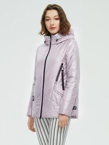 Zip Up Hooded Padded Coat - Baby Pink - View 5