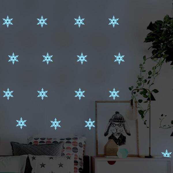 

Snowflake Pattern Luminous Wall Sticker, Blue