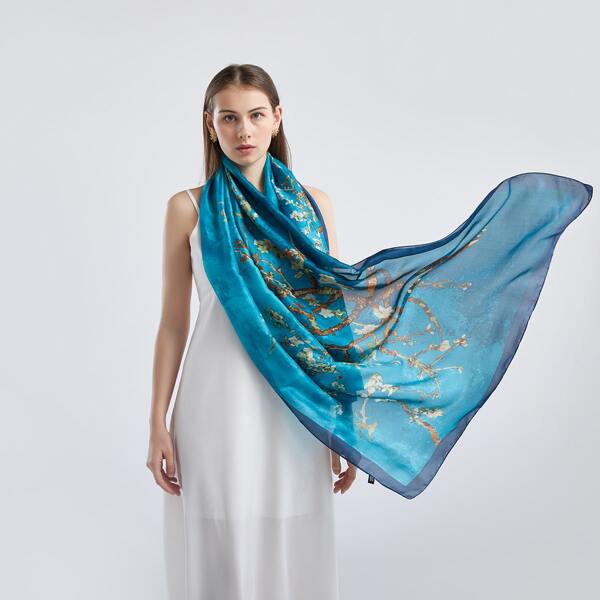 

Plants Print Scarf, Blue
