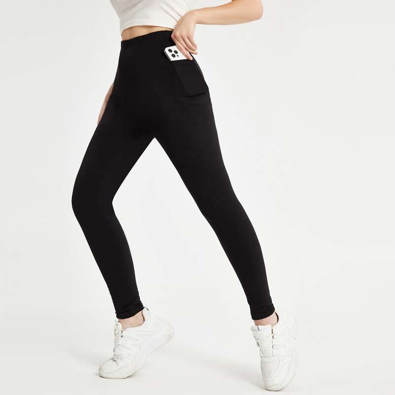 

Solid Pocket Leggings, Black
