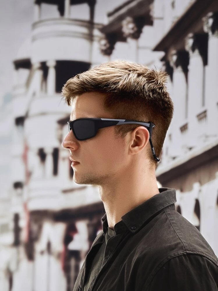 POLASUP 1 Par de Óculos Esportivos, de Ciclismo, Direção, Pesca, Moda, Caminhada ao Ar Livre, Viagem, Ciclismo com Almofadas de Silicone Antiderrapantes (Incluindo Corda de Silicone para Óculos, Estojo Portátil para Óculos, Pano de Limpeza) - Preto - Visão 2