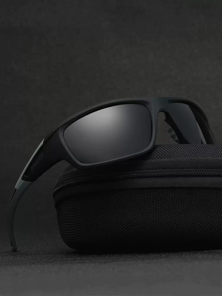 POLASUP 1 Par de Óculos Esportivos, de Ciclismo, Direção, Pesca, Moda, Caminhada ao Ar Livre, Viagem, Ciclismo com Almofadas de Silicone Antiderrapantes (Incluindo Corda de Silicone para Óculos, Estojo Portátil para Óculos, Pano de Limpeza) - Preto - Visão 3