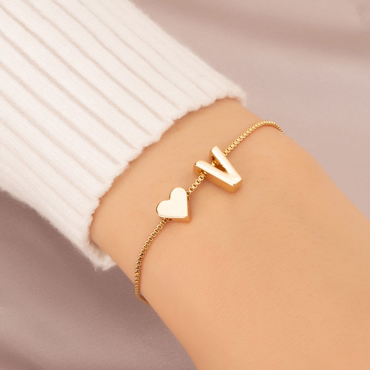 

Letter Design Chain Bracelet, Gold