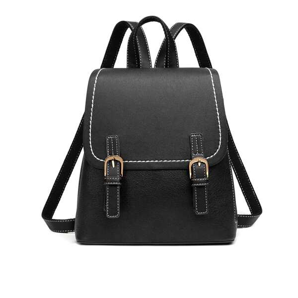 

Stitch Trim Buckle Backpack, Black