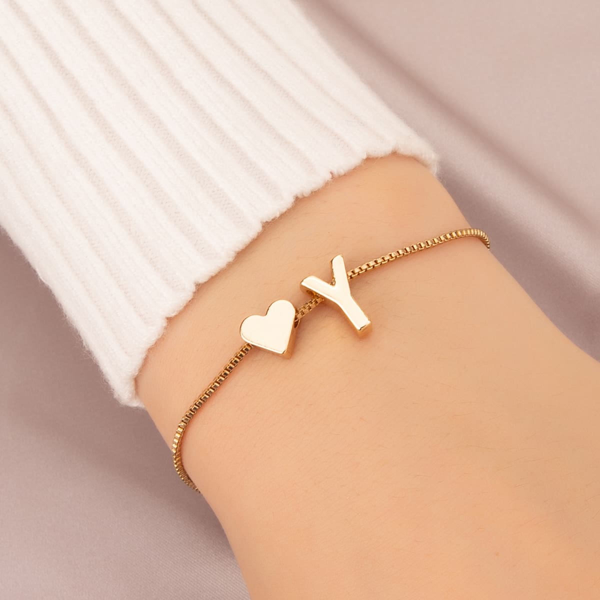 

Letter Design Chain Bracelet, Gold